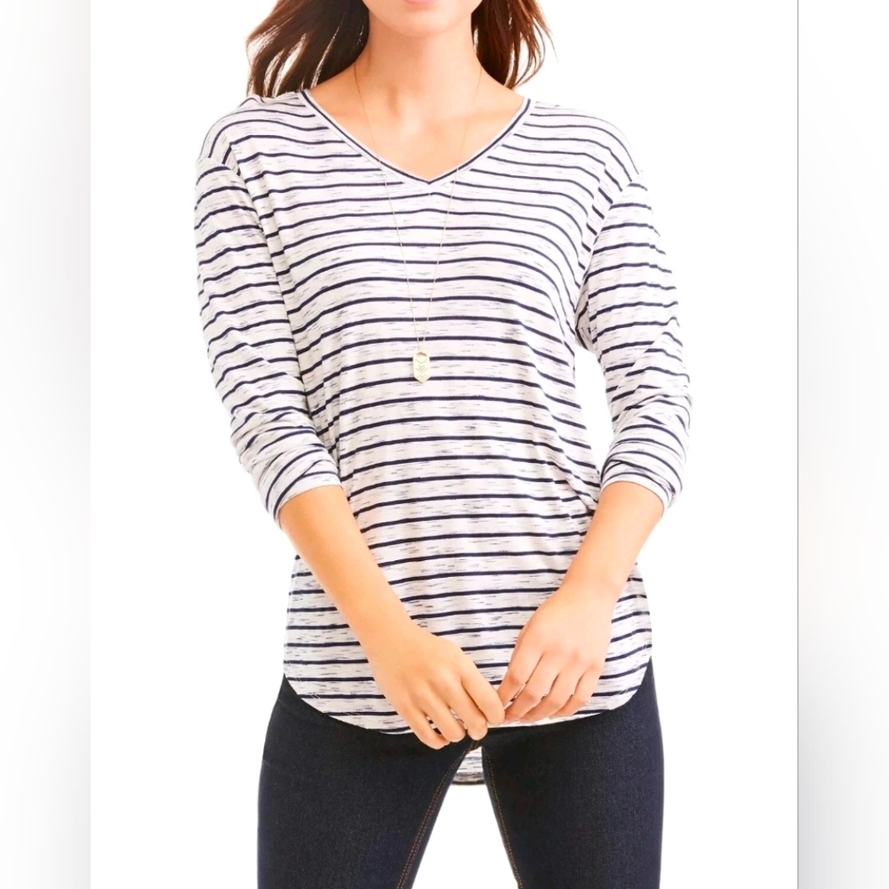 NWOT - Faded Glory Women's Long Sleeve Ray/Poly Striped Tee Size M